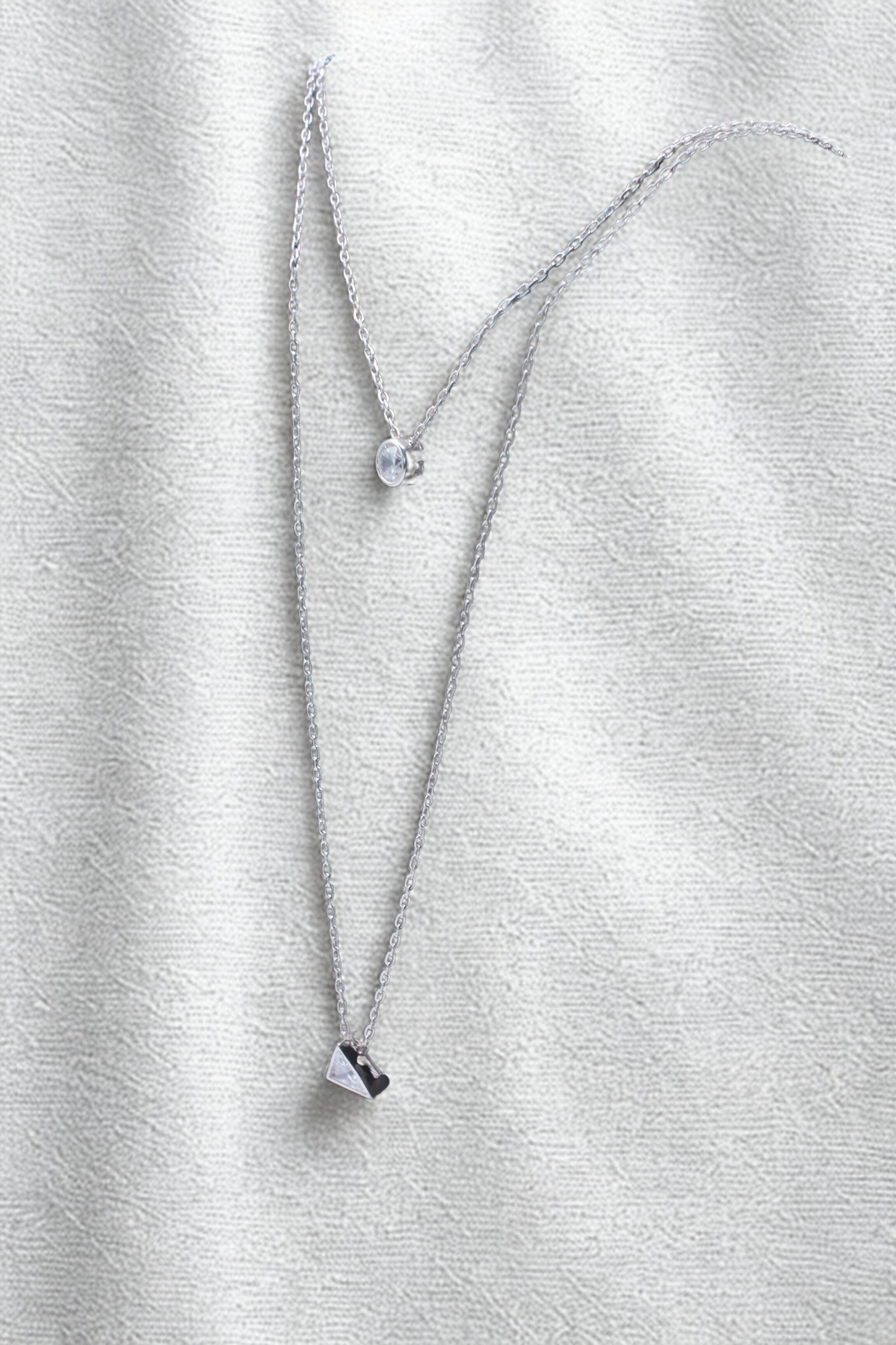 925 Sterling Silver Double Geometric Radiance Necklace