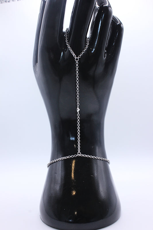 925 Sterling Silver Modern Grid Hand Chain