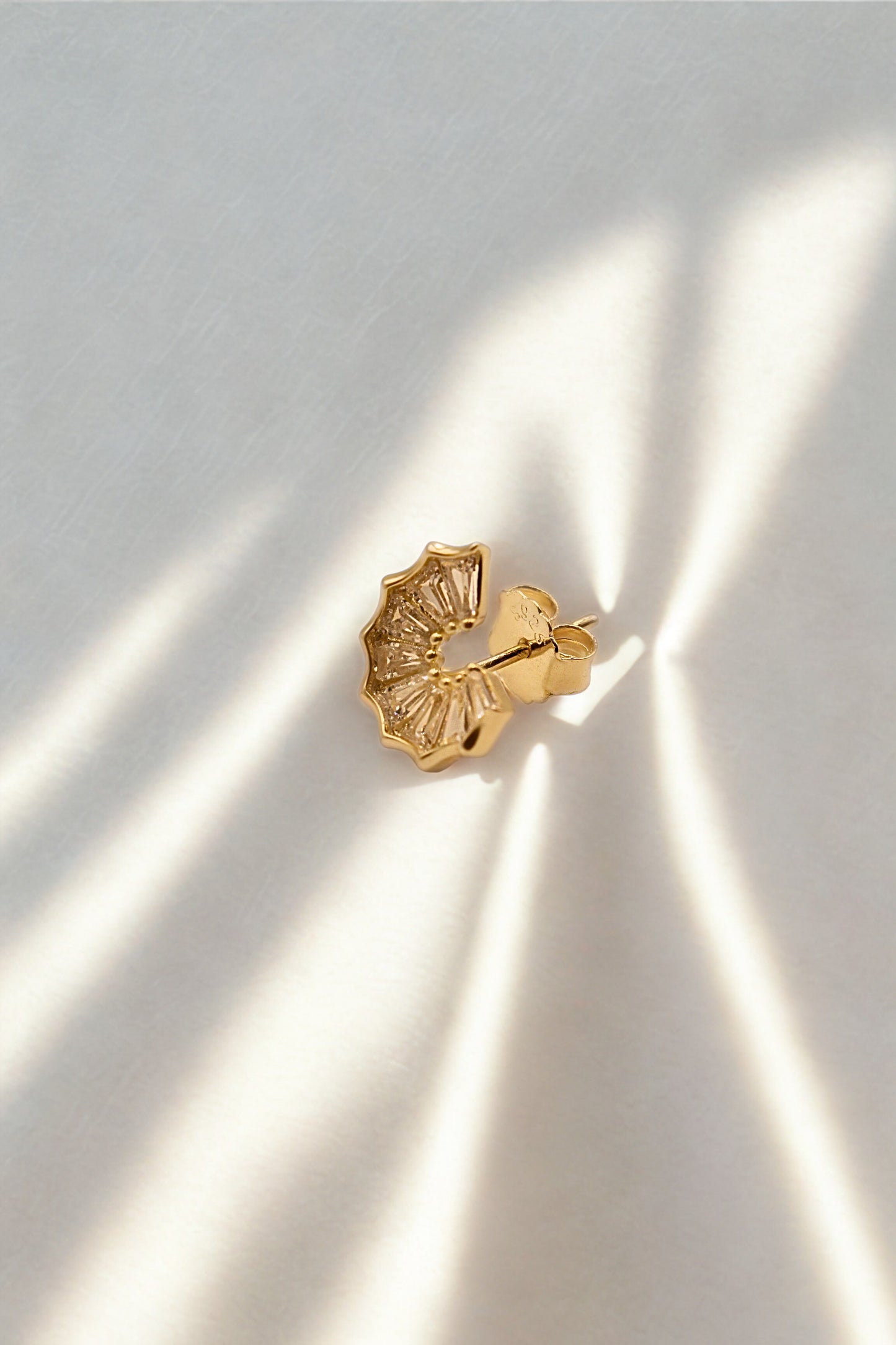 925 Sterling Silver The Radiance Baguette Fan Studs - Gold