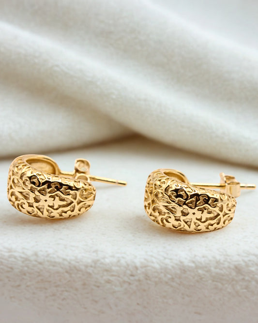 Artisanal Filigree Golden Hoops