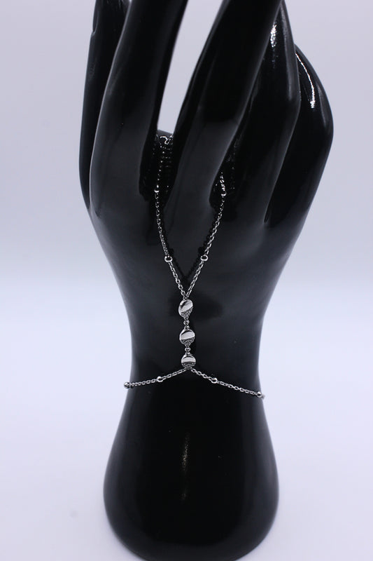 925 Sterling Silver Ellipse Flow Hand Chain