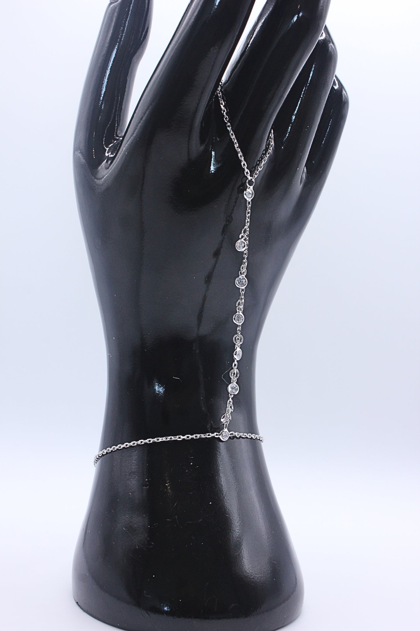 925 Sterling Silver Crystal Cascade Hand Chain