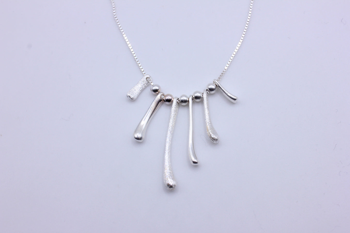 925 Sterling Silver Organic Texture Cascade Necklace