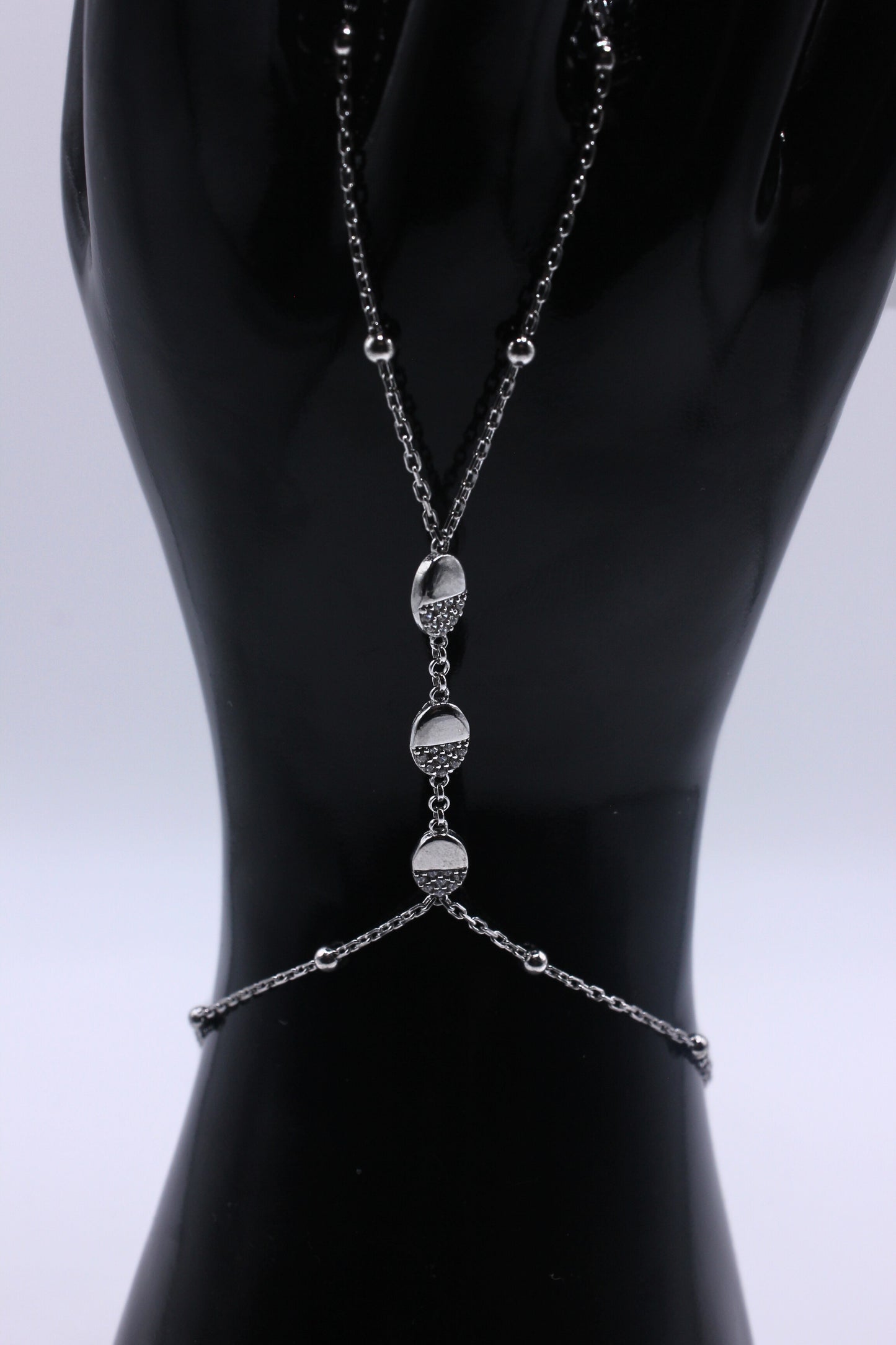 925 Sterling Silver Ellipse Flow Hand Chain