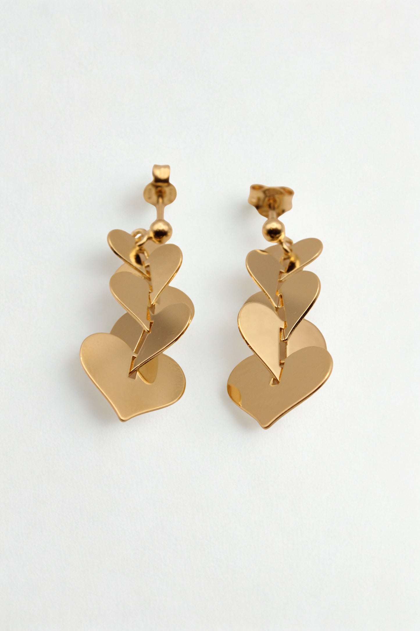 Golden Heart Cascade Earrings