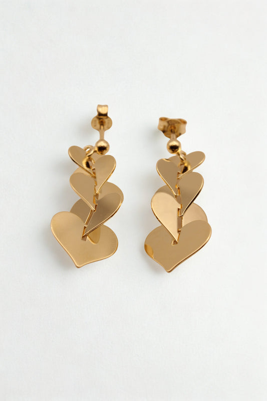 Golden Heart Cascade Earrings