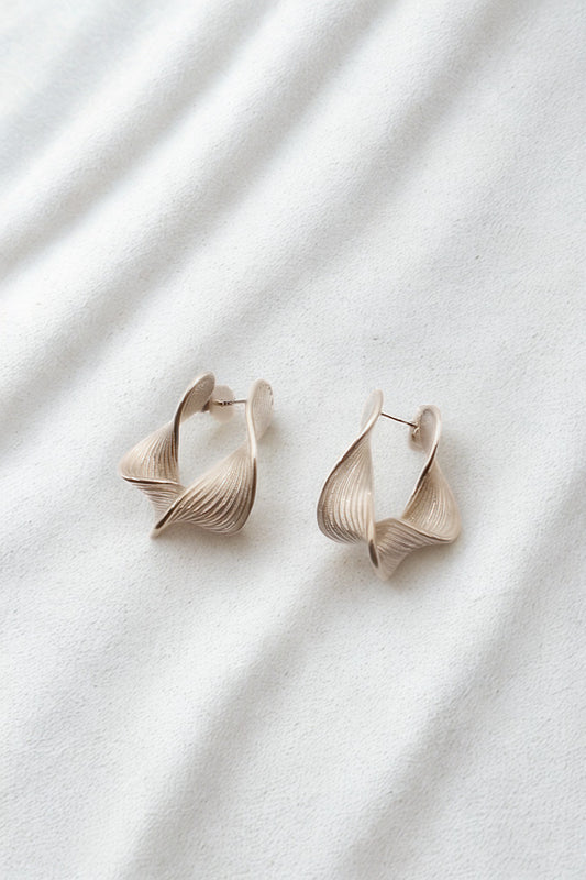 Textured Ribbon Hoop Earrings