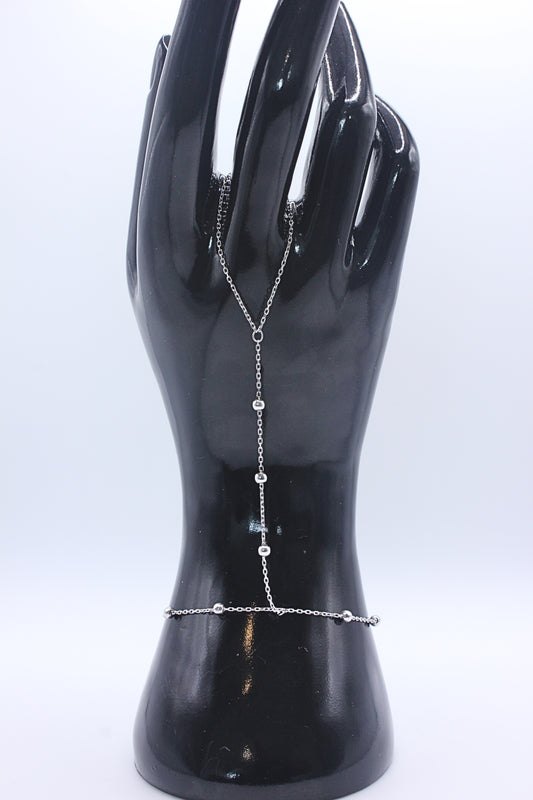 925 Sterling Silver Triple Bead Hand Chain