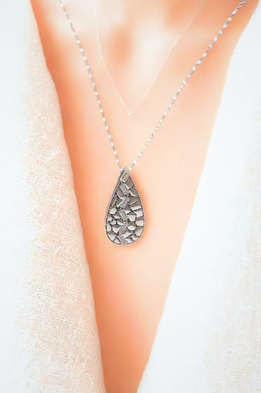Mosaic Teardrop Baguette Necklace