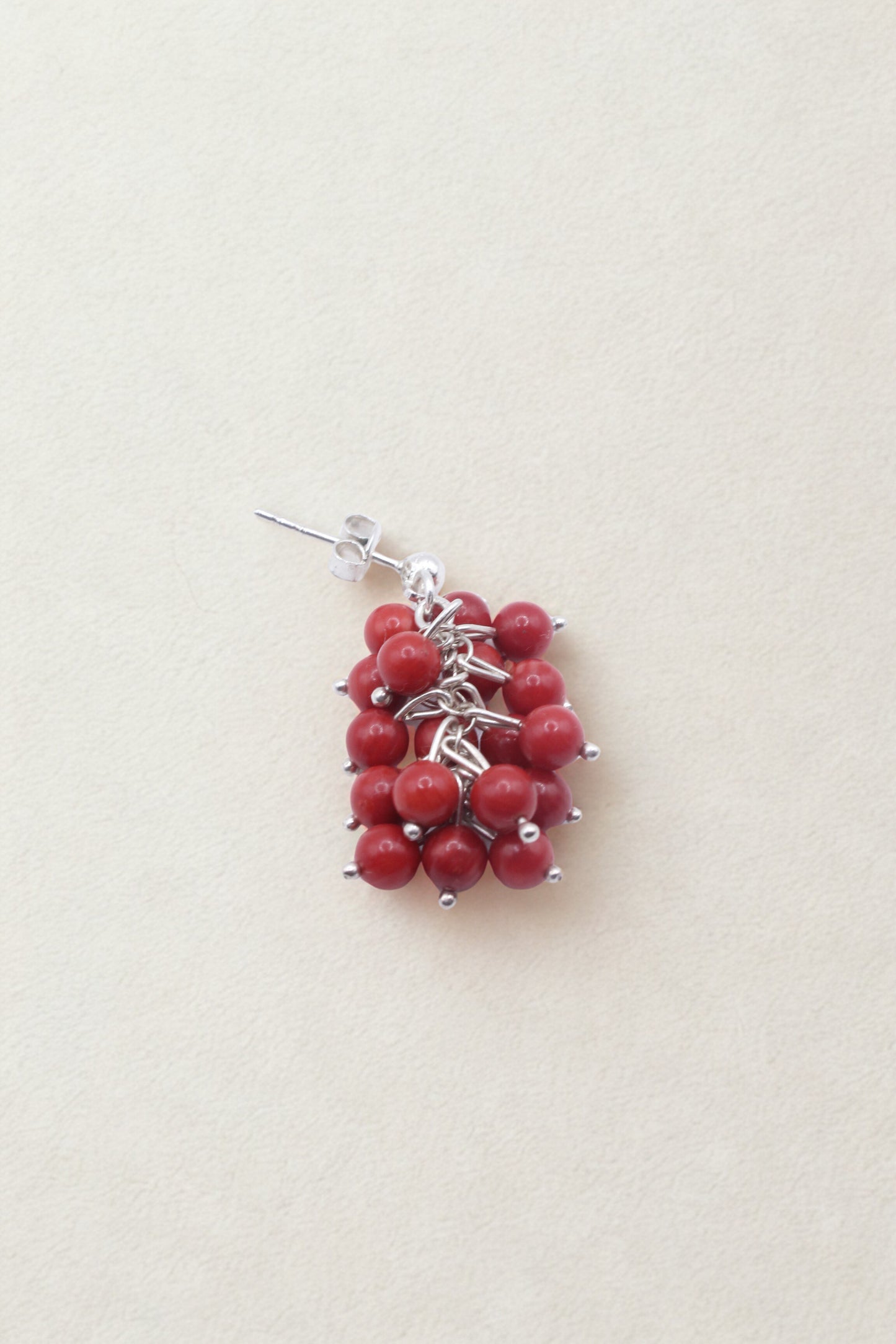 925 Sterling Silver Natural Coral Cluster Dangle Earrings