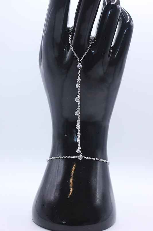 925 Sterling Silver Crystal Cascade Hand Chain