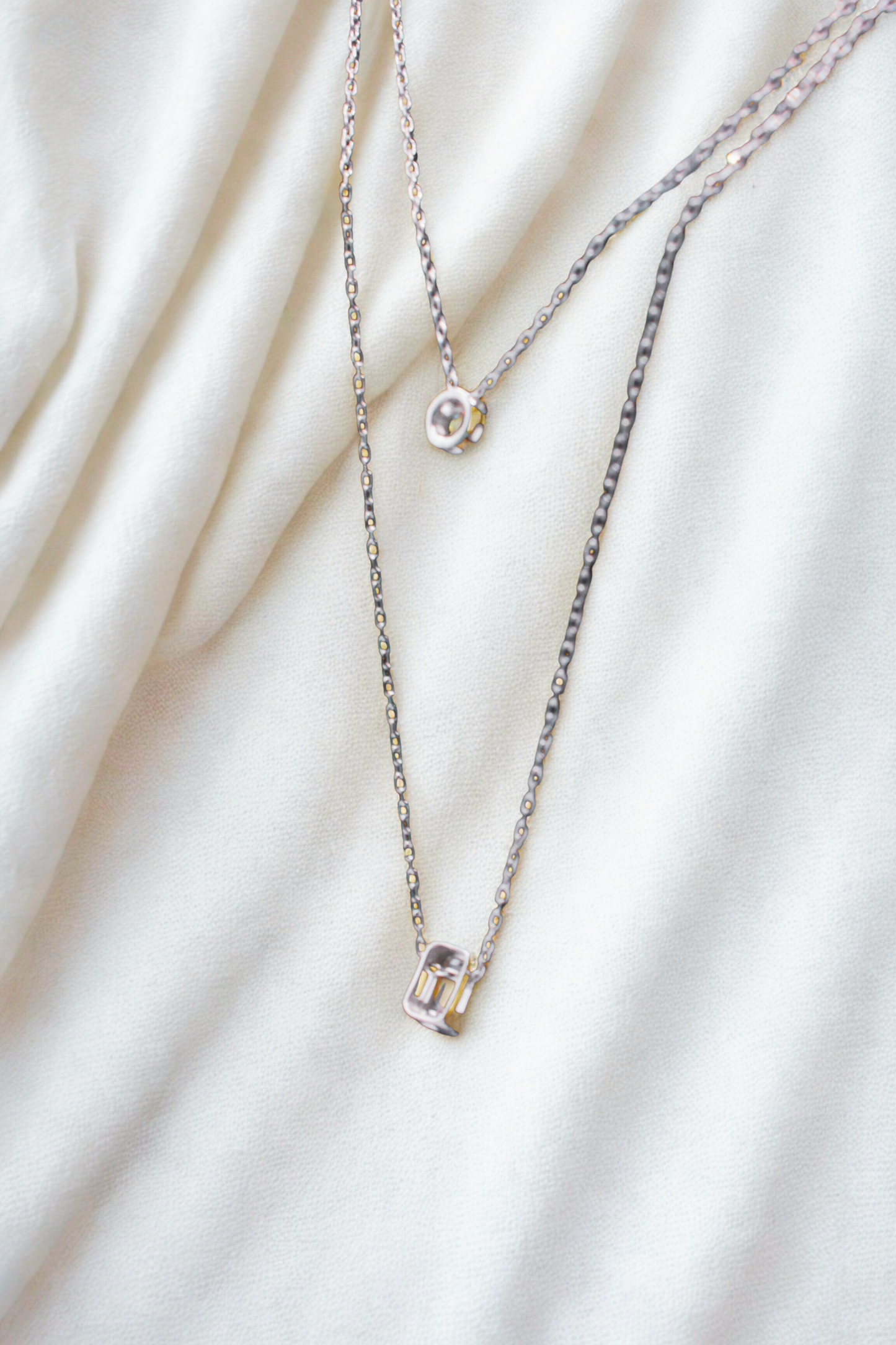 925 Sterling Silver Double Baguette Radiance Necklace