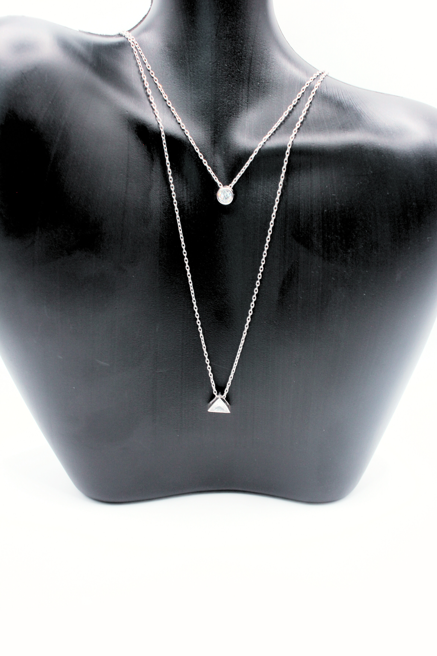 925 Sterling Silver Double Geometric Radiance Necklace