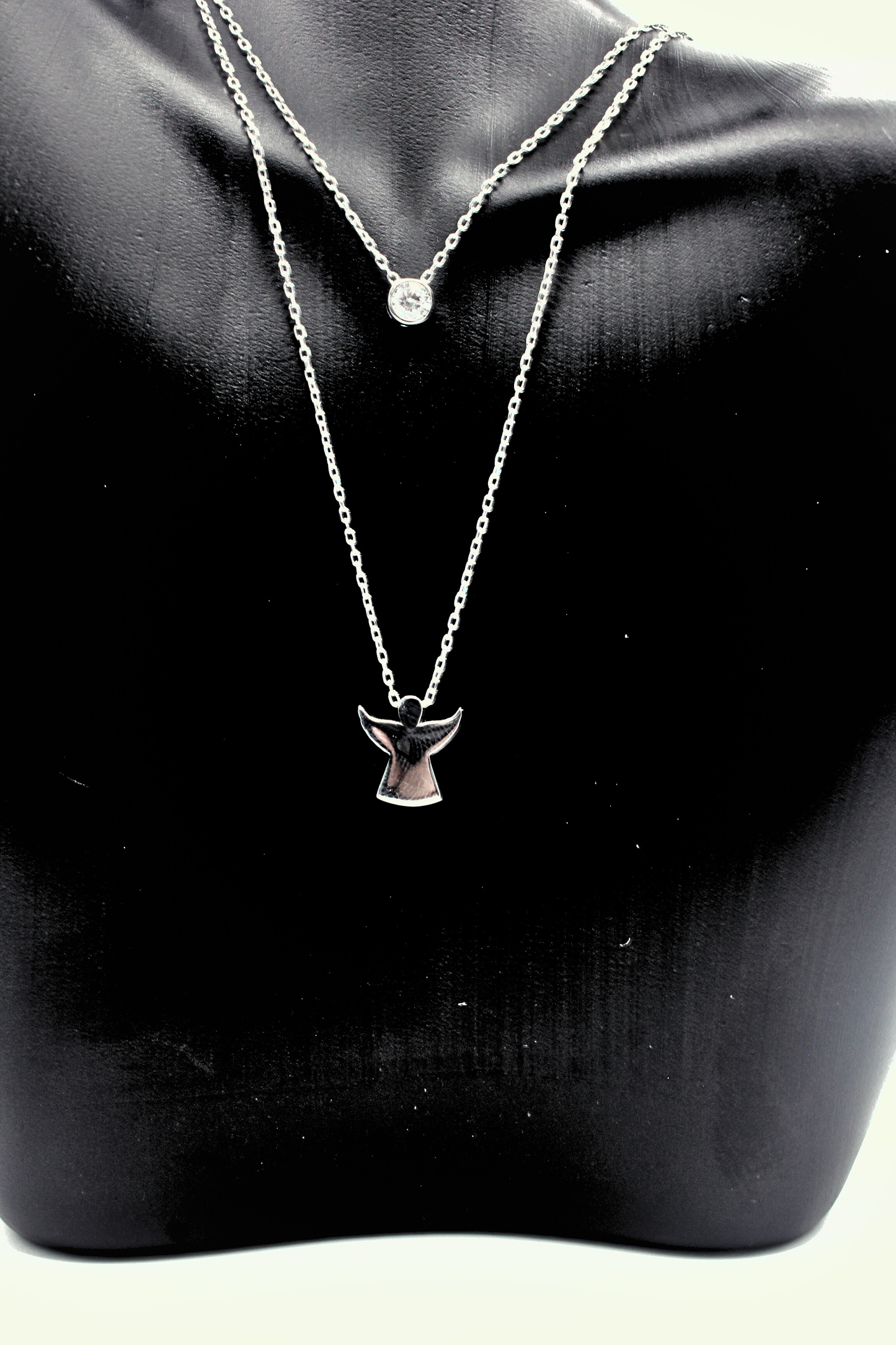 925 Sterling Silver Double Angel Aura Necklace