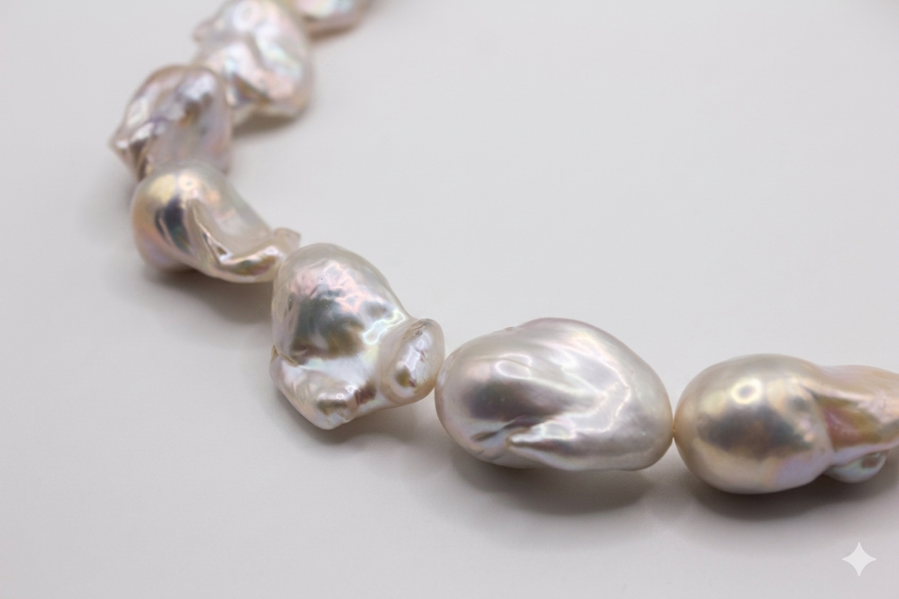 925 Sterling Silver Solo Baroque Pearl Statement Necklace