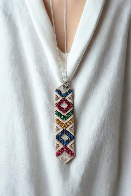 Ethnic Mosaic Shield Necklace