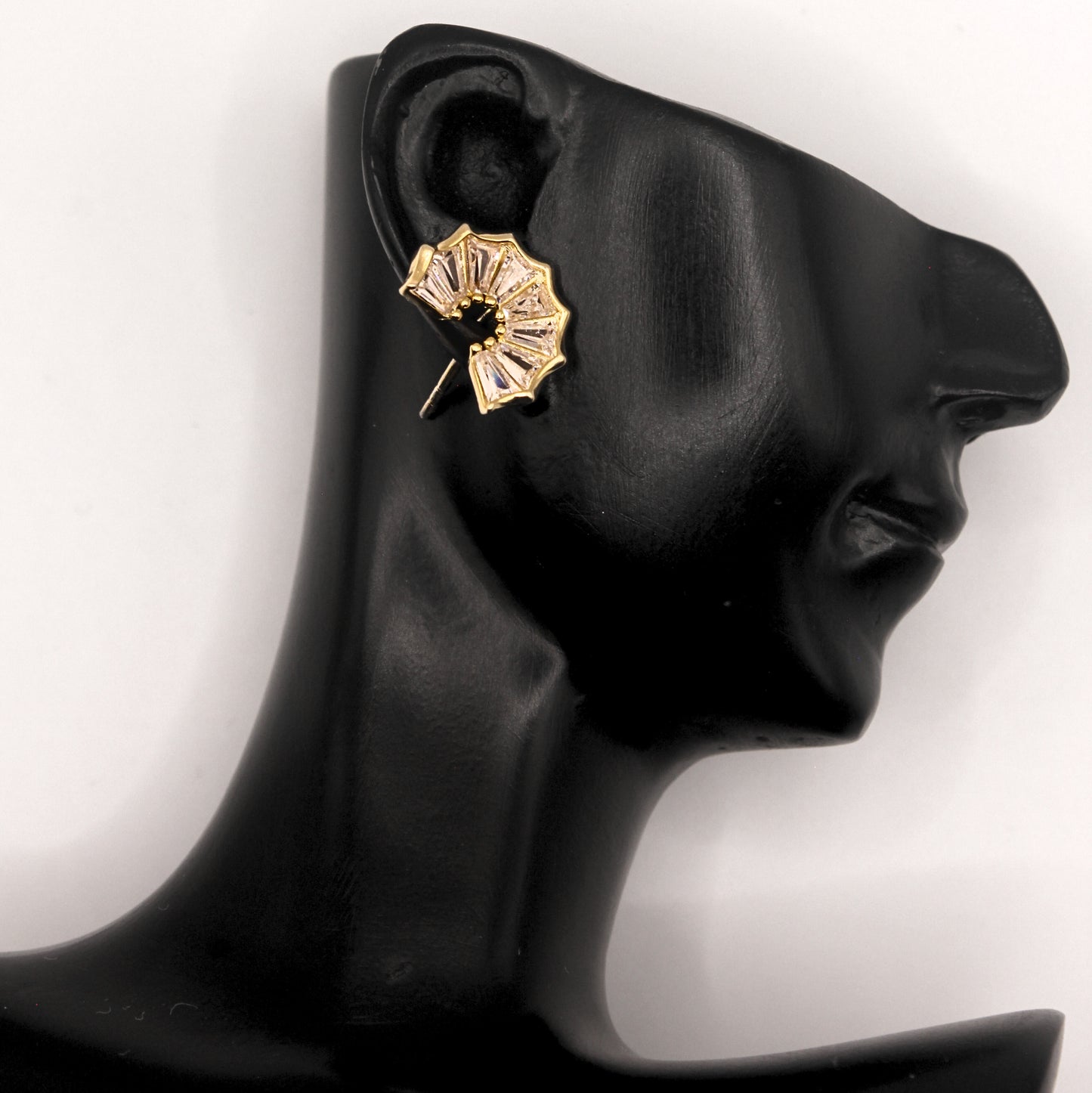925 Sterling Silver The Radiance Baguette Fan Studs - Gold
