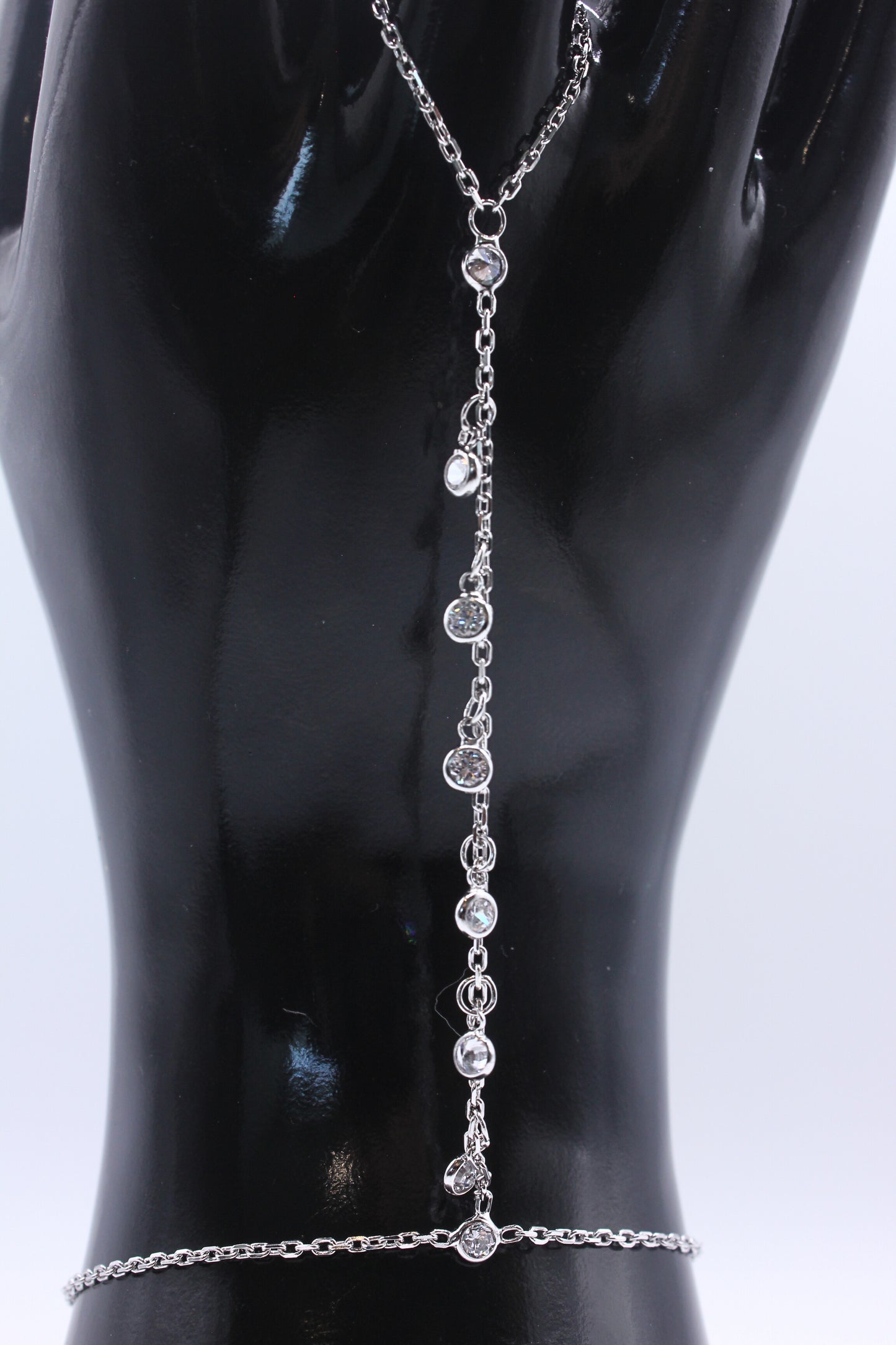925 Sterling Silver Crystal Cascade Hand Chain