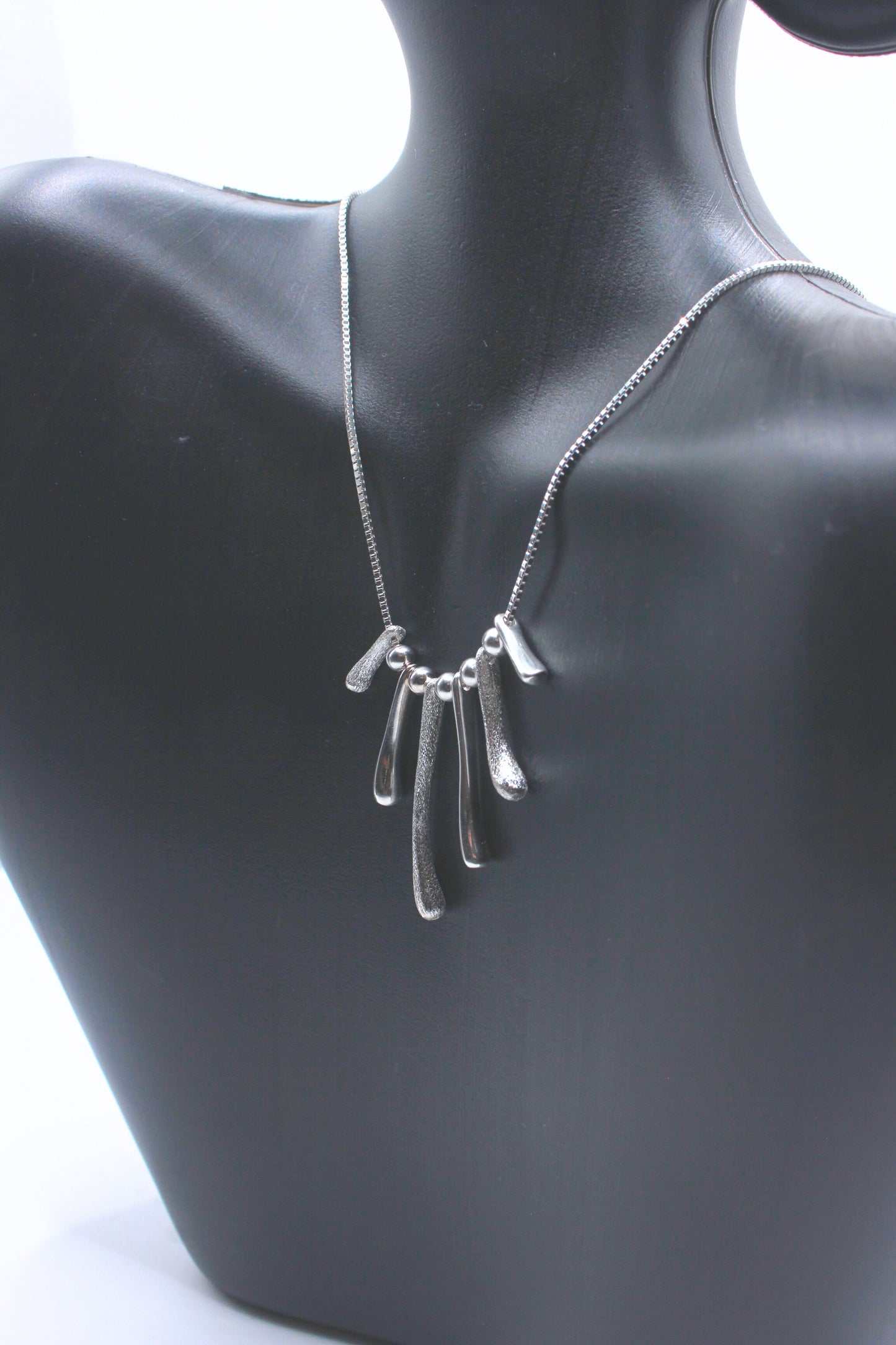 925 Sterling Silver Organic Texture Cascade Necklace