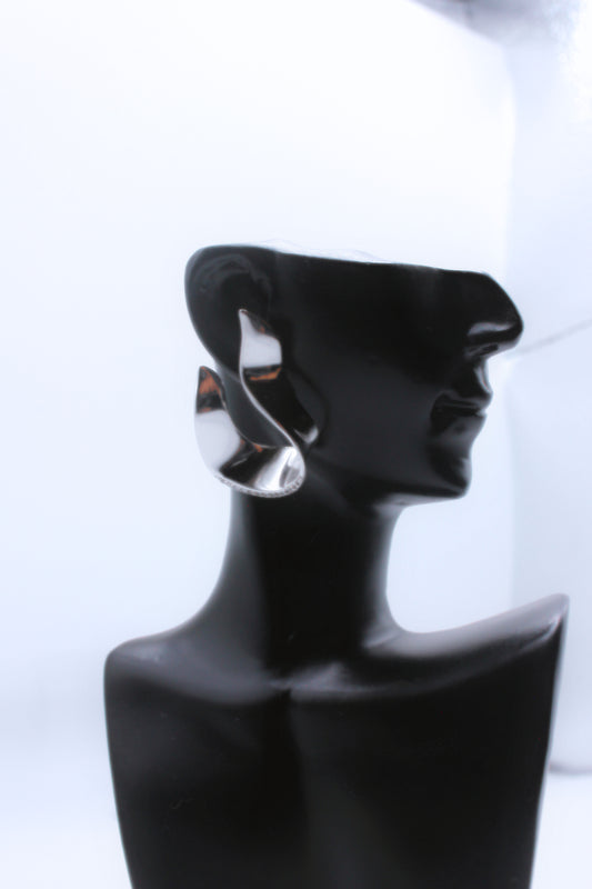 Sculptural Fluid Silver Hoops