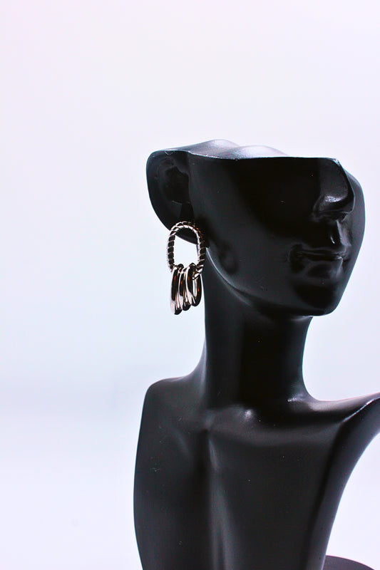 Silver Textured Interlocking Link Drops