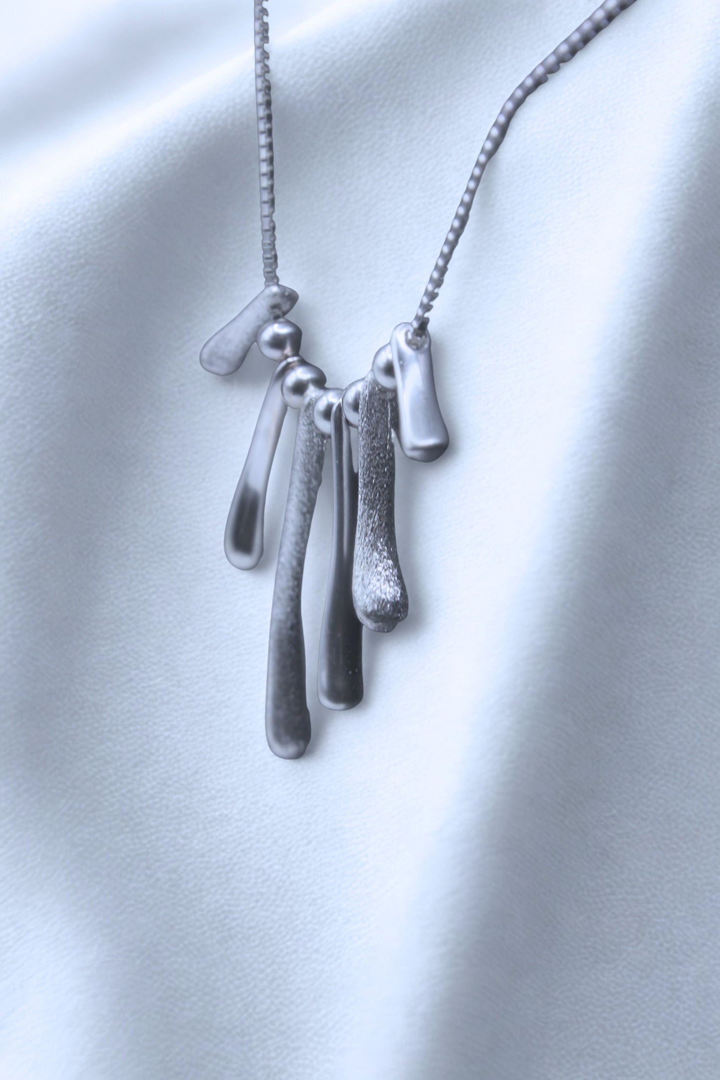 925 Sterling Silver Organic Texture Cascade Necklace