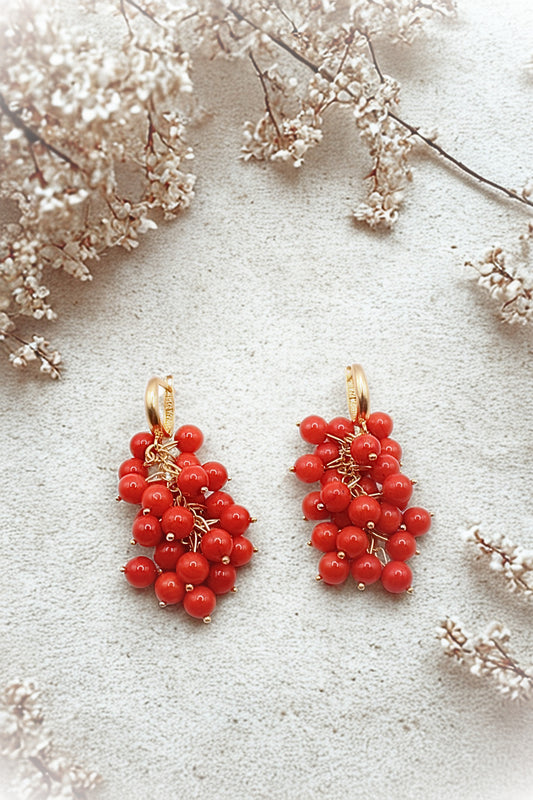 Deluxe Coral Cluster Dangle Earrings