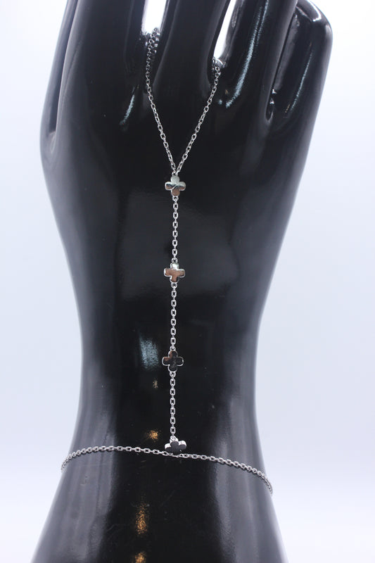 925 Sterling Silver Minimal Clover Hand Chain